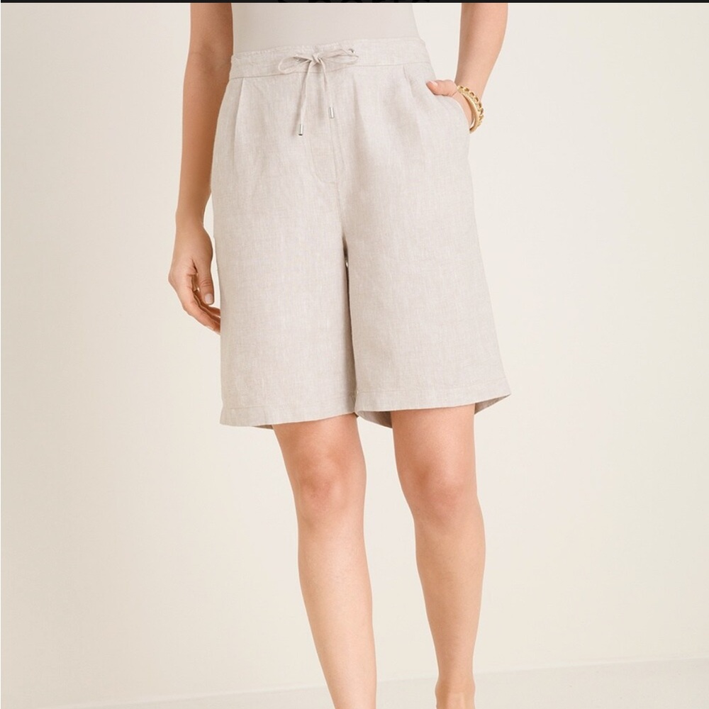 Chico’s Linen Tie-Front Cross-Dye Shorts